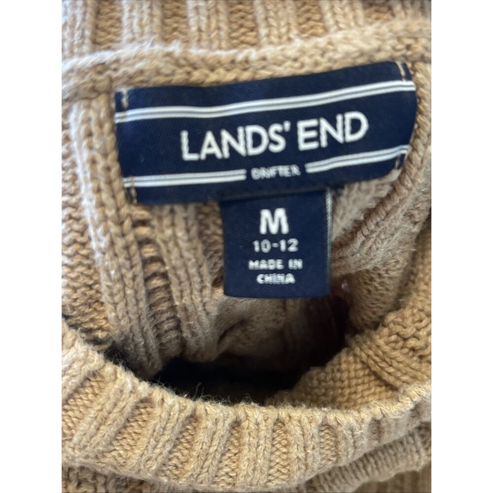 Lands End Drifter Tan Cable Knit Sweater Fisherman Cabin Natural Minimalist‎ - Picture 2 of 10
